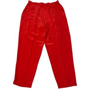 Vintage Toto N Ko Women's Silk Pants Size 14 Red High Waist Dressy Lightweight